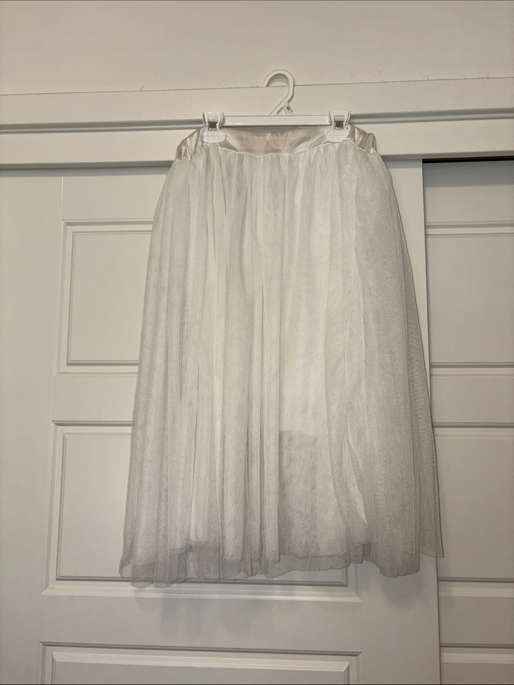 White Tulle Midi Skirt